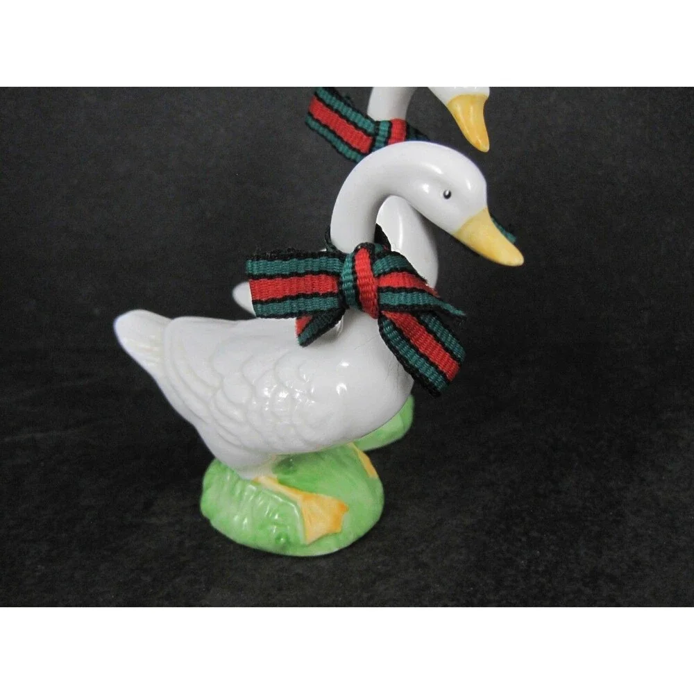 Set of 2 Lefton Christmas Geese Figurines Goose Gander Ducks NOS